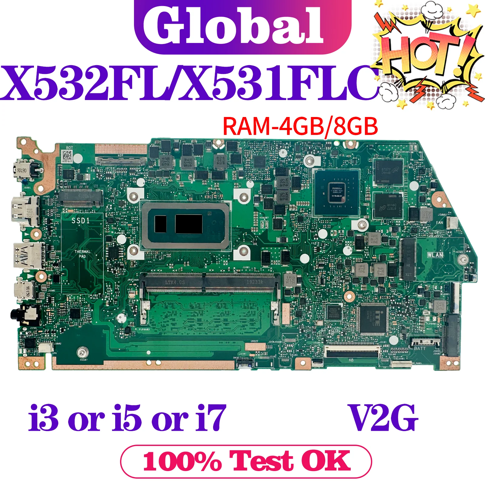 

X532FL X532FLC Mainboard For ASUS X531FL X532F X531F S531F K531F V531F S532F K532F V532F Laptop Motherboard i3 i5 i7 8th/10th