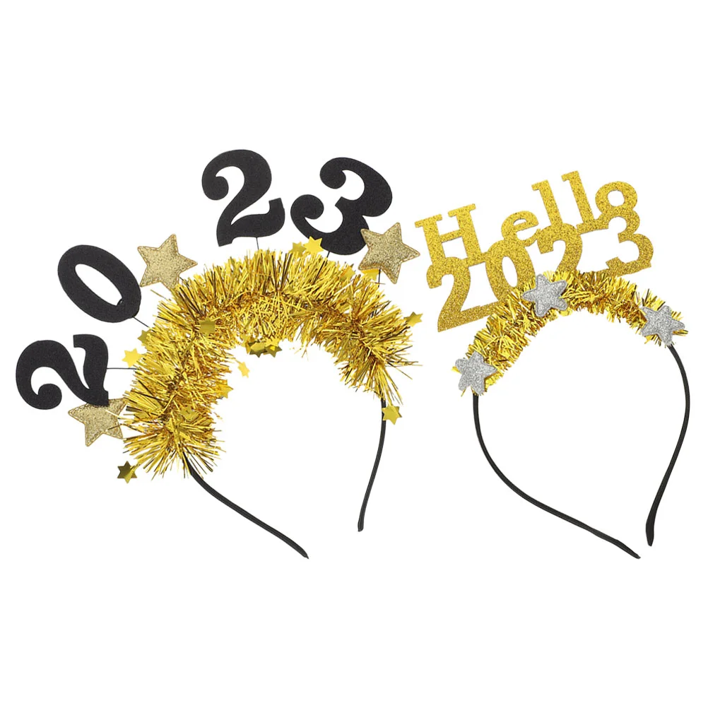 

New Year Headband Years Party Eve Happy Hair Tiara Hairband Accessories Head Bopper Star Glitter Supplies Headbands Headpiece