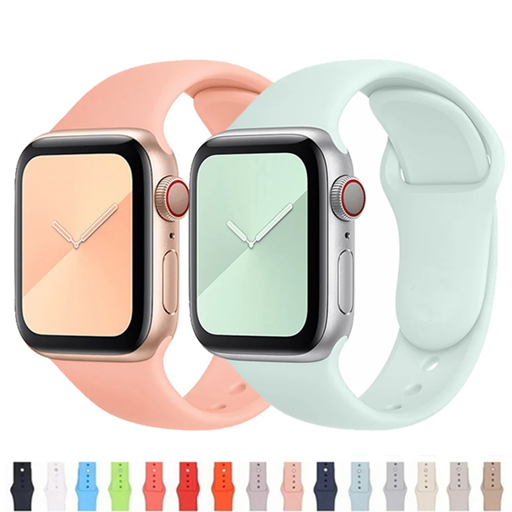 

Silicone Strap For Apple Watch Band 44mm 40mm 41mm 38mm 45mm Smartwatch Rubber Sports Watchband Belt Bracelet iWatch 7 6 se 5 4