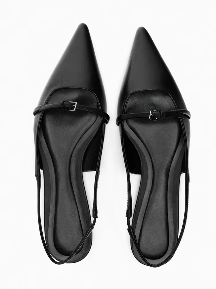 Женские босоножки с острым носком элегантные туфли на низком каблуке без