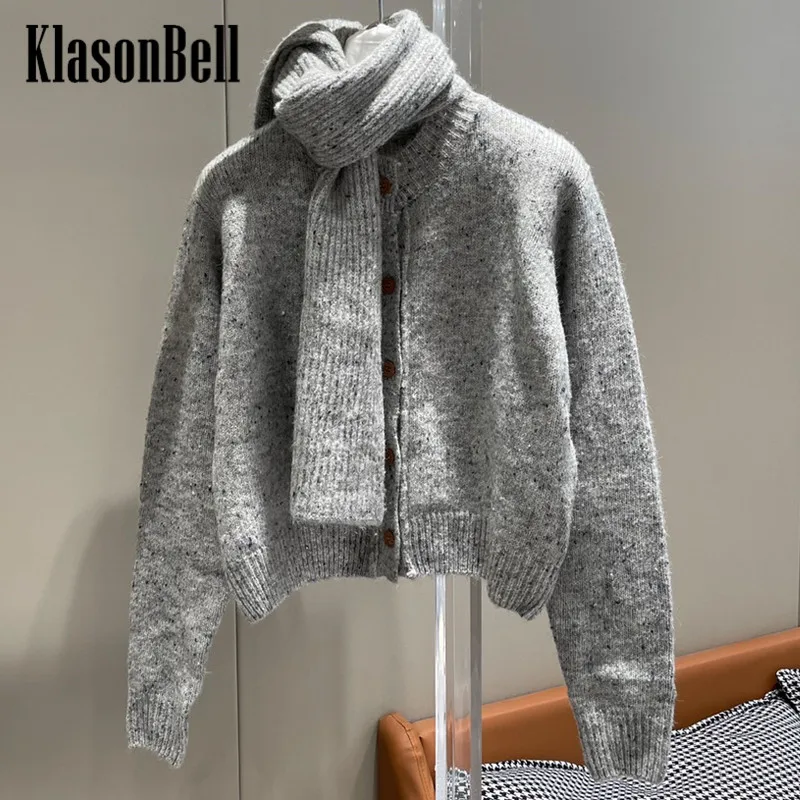 

10.10 KlasonBell Women Autumn Winter New A -variety of Methods Wear With Knitted Scarf Single Breasted Cardigan Coat