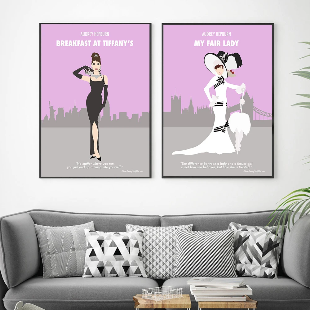 

Minimalist Poster Classic Movie Canvas Painting Pulp Fiction Art Print Audrey Hepburn Wall Picture For Living Room Home Decor
