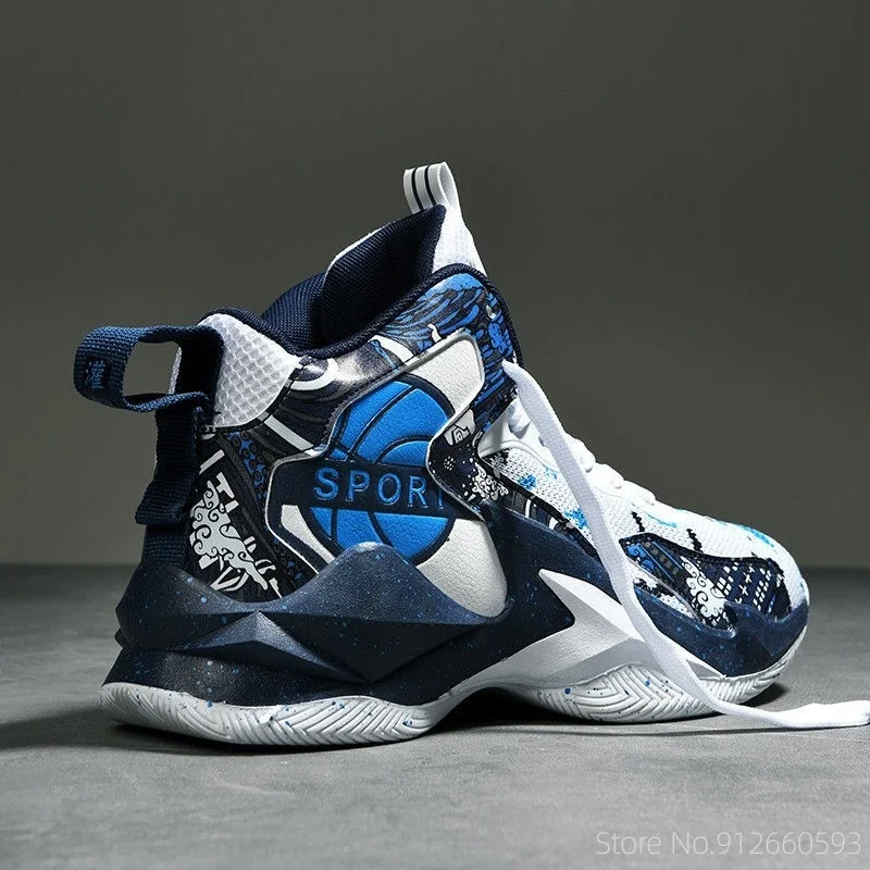 

2023 Unisex Basketball Shoes High Top Sports Air Mesh Training Sneakers Men Women Outdoor Non-slip Basketball Shoes 36-45