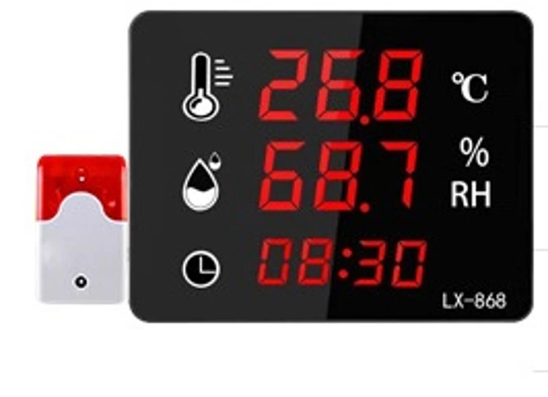 

Thermometer Hygrometer with Time Display Wall-mounted Clock Stand Clock Compatible with Home Workshop Werehouse Labs