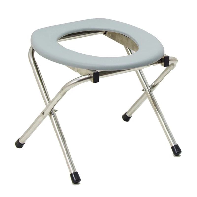 Asiento de inodoro portátil de acero inoxidable, silla plegable de alta resistencia para ancianos embarazadas, silla de transferencia extraíble para discapacitados