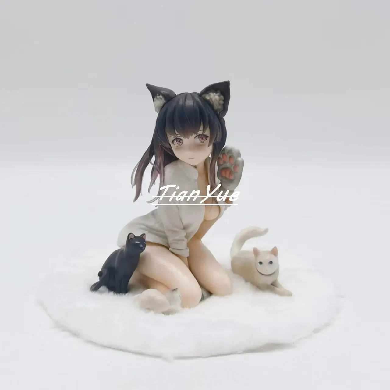 

Japanese Anime Miya White Shirt with Cat Ears PVC Sexy Girls Action Figure Toys 14cm