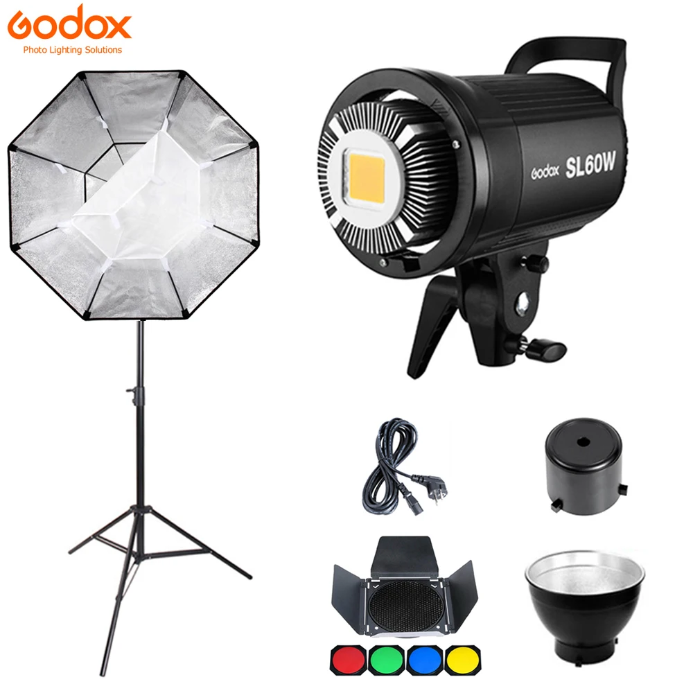 Студийный осветитель Godox SL60W для видеосъемки, светильник с непрерывным светом и держателем для вспышки Bowens, белая серия