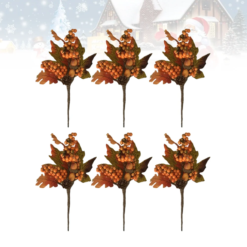

Picks Fall Floral Thanksgiving Artificial Pine Stems Simulation Flower Leaves Cone Berry Berriesautumn Ornament Flowers Fake