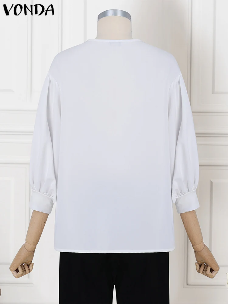 VONDA модная блузка женская повседневная рубашка с рукавами-фонариками элегантные