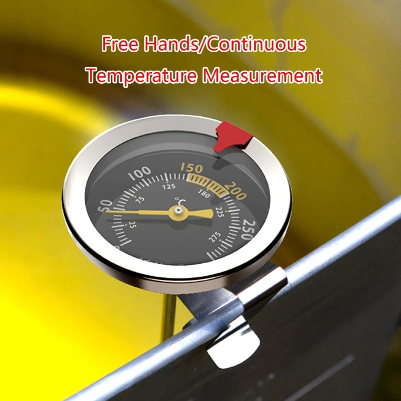 

Кухонный Термометр из нержавеющей стали, длинный кухонный прибор для измерения температуры с зажимом для барбекю, еды, домашнего пивоварения, вина