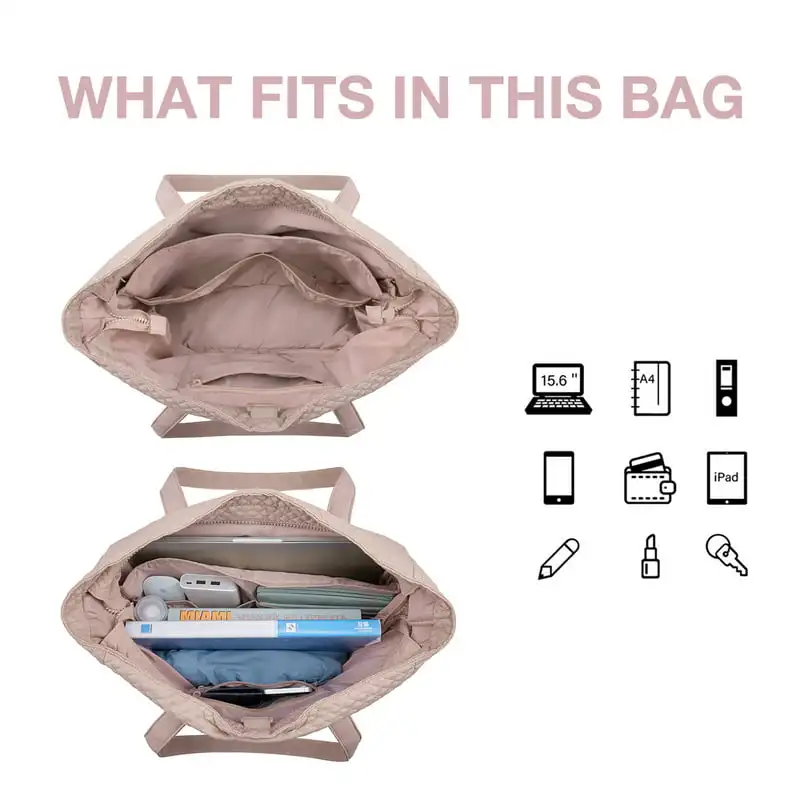 

Attractive Pink Women's Large Tote Bag Shoulder Handbag with Yoga Mat Buckle and Top Handle, Perfect for Daily Use.