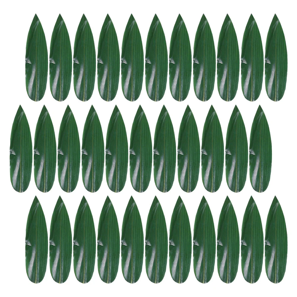 100 Pcs Sushi Bamboo Leaves Decorative Leaf Plate Japanese Food Mat Sashimi Ornament Dish