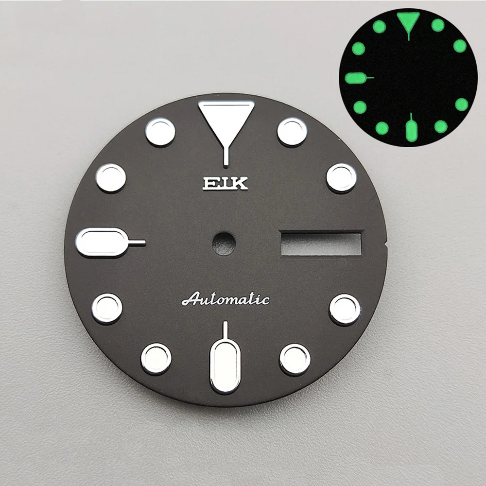

28.5mm NH35 Watch Dial C3 Green Luminous Dial for NH35 Movement Diving Watch Modified Luminous Metal Literal Dial with S dial