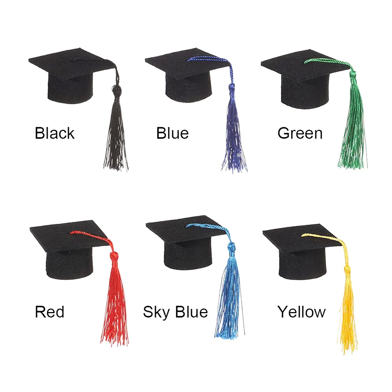 Миниатюрная выпускная шапка с кисточками украшение для вечеринки картонный