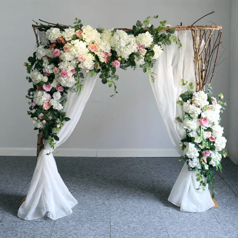 

2 Piece Wedding Crescent Decorative Flower Row Set Artificial Flower Wall Rose Plant Design Flower Ball Decorative Flower Wall