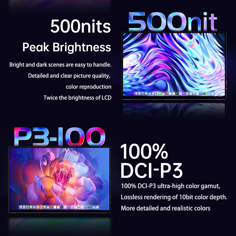 VCHANCE 16 'ɺmoled 4K сенсорный портативный монитор 500nits 100% DCI-P3 HDR Расширенный офисный