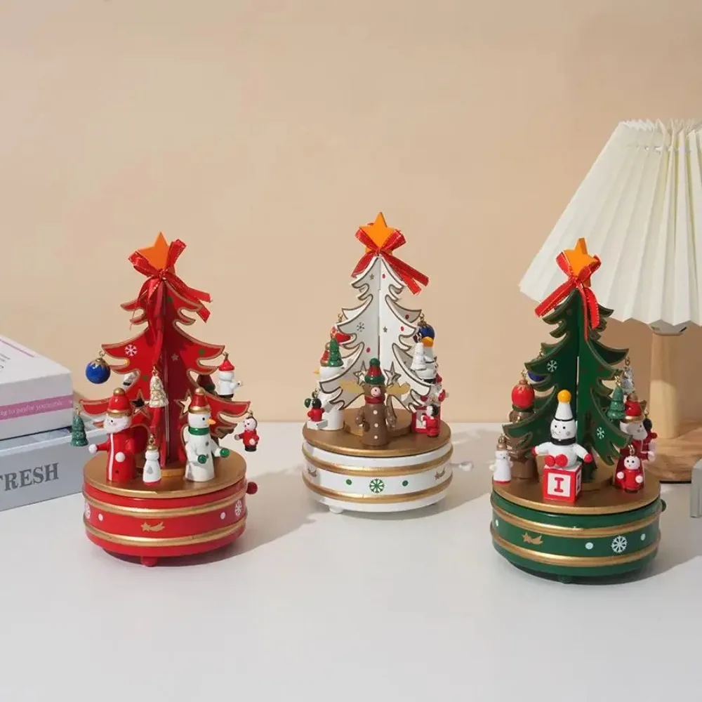 Фото Рождественские игрушки-карусели, автоматические музыкальные шкатулки с веселым ходом, подарки на свадьбу, день рождения, украшение для детской комнаты, Рождественский домашний декор №2