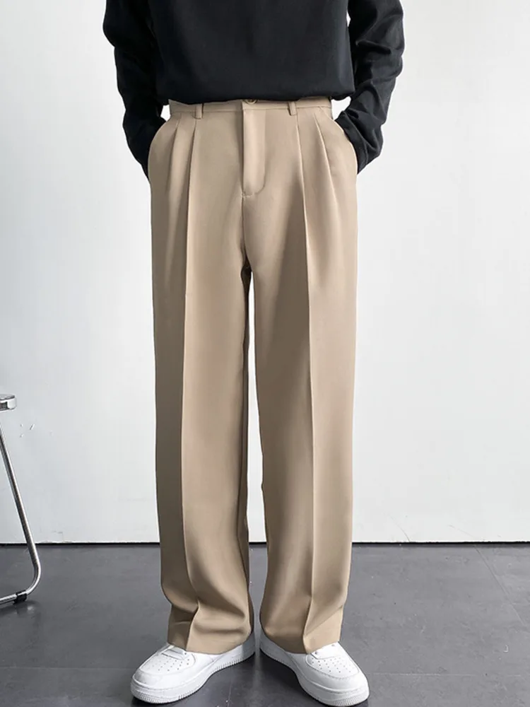 

SYUHGFA Autumn New Straight Suit Pants Loose Casual Men Clothing High Street Wide Leg 2022 Korean Fashion Male Trousers