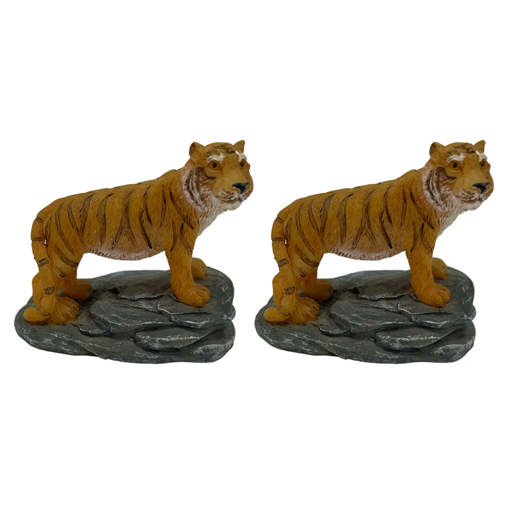 

2 Pcs Tiger Figurines Chinese Zodiac Tiger Figurine Miniature Tiger Statue Spring Festival Decoration