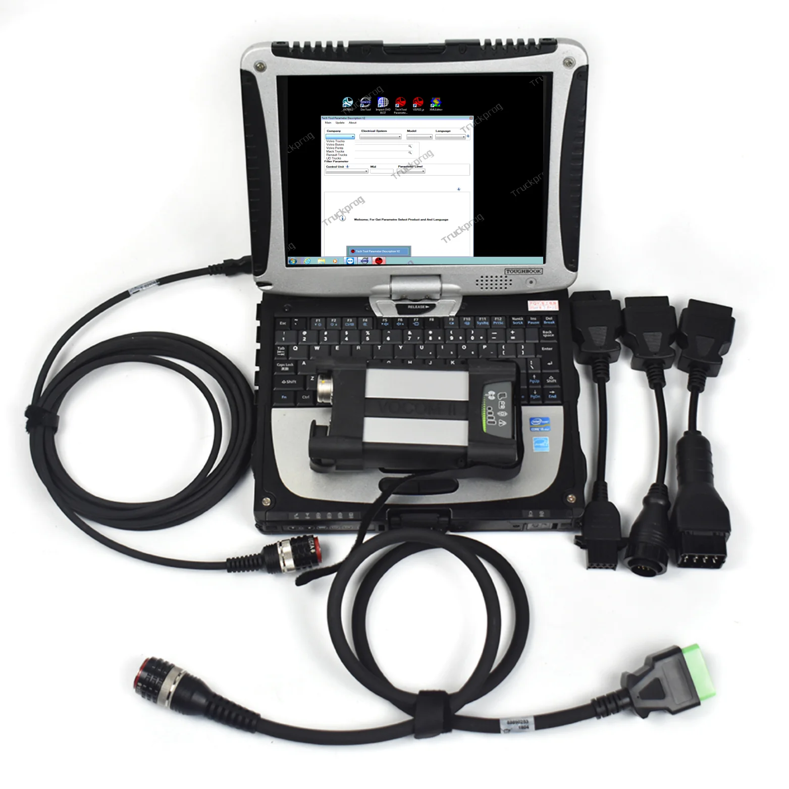 Для Volvo Vocom II 88894000 + V2.8 PTT dev2 VOCOM 2 для volvo грузовик Экскаватор диагностический инструмент + CF19 ноутбук