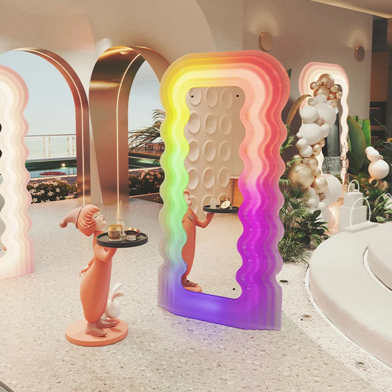 

Led Light Wall Mirror Floor Large Irregular Frame Ultrafragola Led Light Makeup Mirror Bathroom Espejo Cuerpo Entero Home Decor