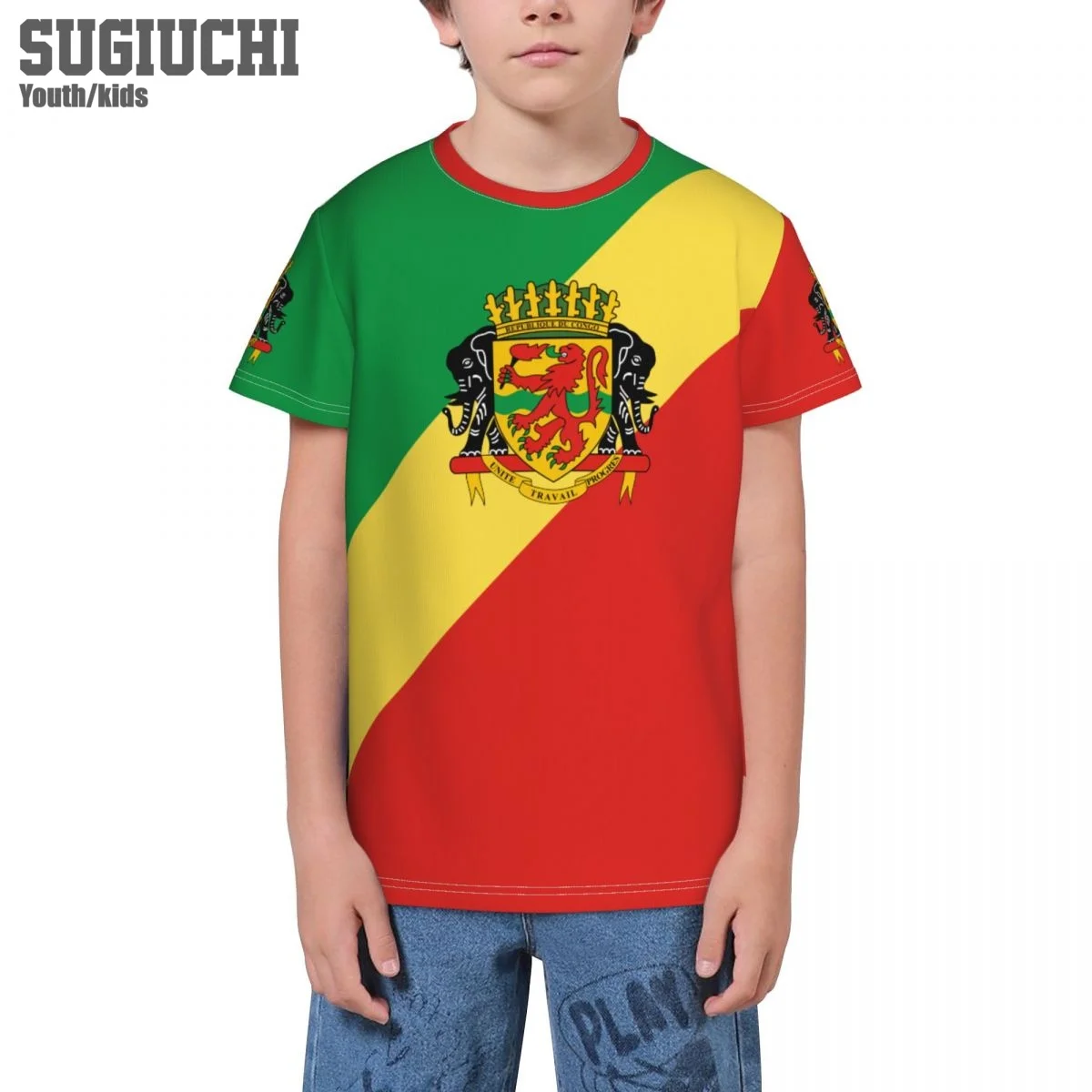 Пользовательское имя номер флаг Республики Конго эмблема 3D футболки для детей