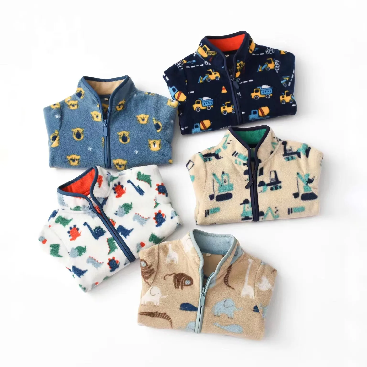 

Winter Warm Fleece Boys' Autumn Student Clothes Dinosaur Jacket Boy Clothing Toddler Outfits Truck Cartoon Kids Zipper Up Coat