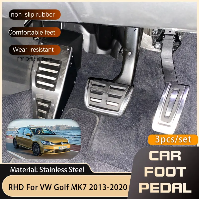 Фото Автомобильная педаль RHD из нержавеющей стали для Volkswagen VW Golf 7 Mk7 GTI R 2013 ~ 2020, нескользящая подставка для ног, педаль, Стайлинг автомобиля №1