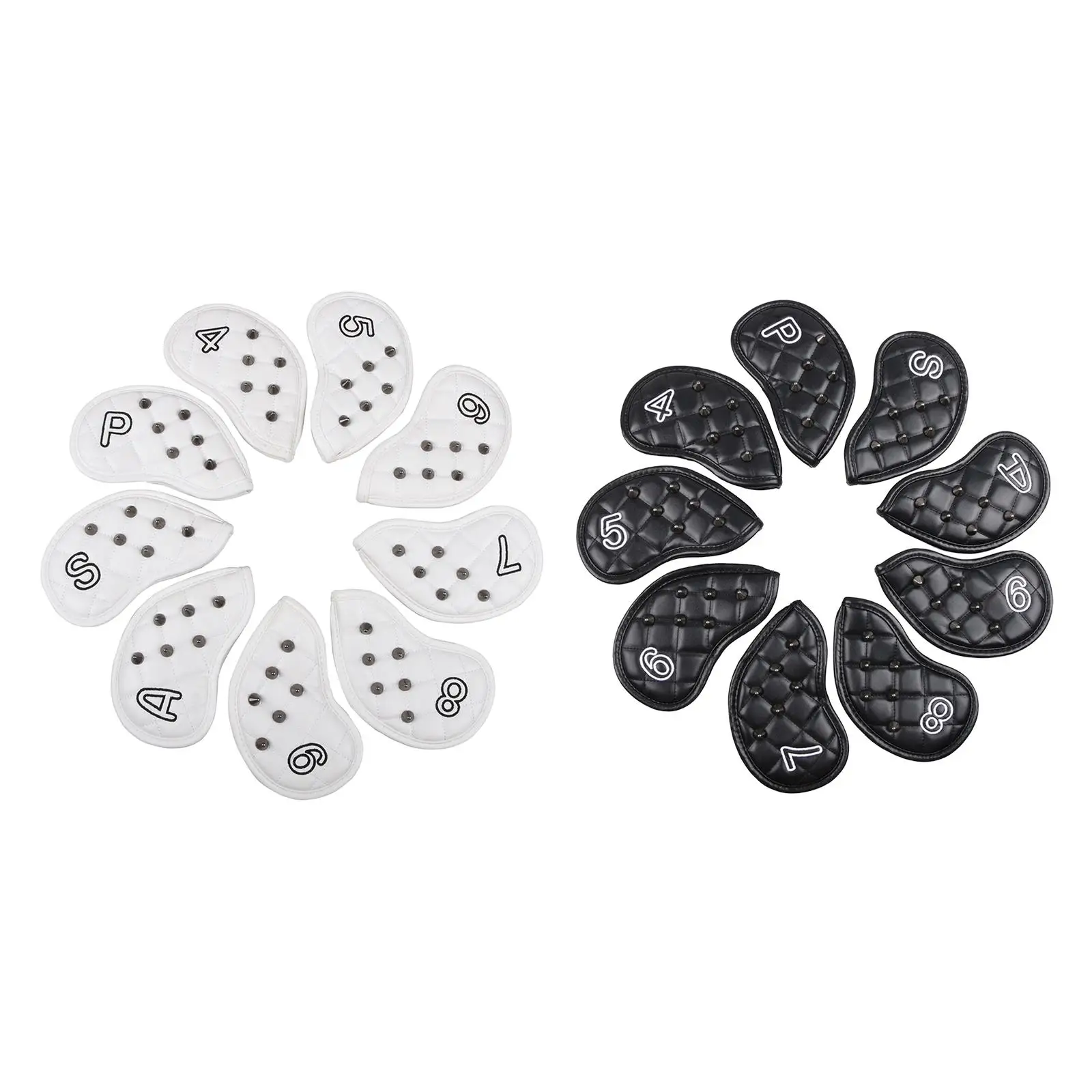 

9Pcs Golf Club Iron Headcover Set Head Cover Protection Guard PU Leather