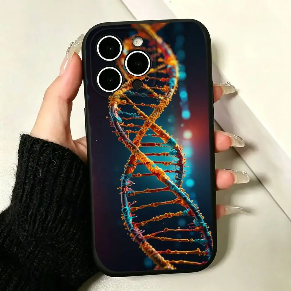 Фото Чехол для телефона с дизайном двойной спирали ДНК для iPhone 17, 16, 15, 14, 13, 12, 11 Pro Max, 17 Air, 16E, XR, 7, 8 Plus, SE2, черный №4