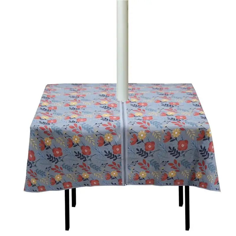 

Terrace Courtyard Outdoor Tablecloth Waterproof Table Cloth Vintage Floral Design Table Cover With Zipper And Umbrella Hole