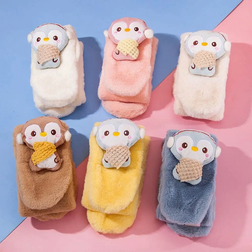 

Soft Warm Autumn Winter Cross Collar Faux Fur Scarves Imitation Rabbit Hair Children Plush Scarf Cartoon Penguin Doll