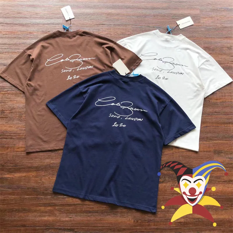 

Oversized Cole Buxton Scrawled Slogan T Shirt 1:1 Best Quality Brown Royal Blue Black White CB Tee