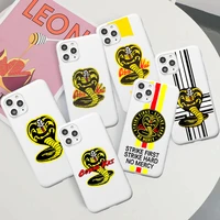 cobra kai snake phone case for iphone 13 12 11 pro max mini xs 8 7 6 6s plus x se 2020 xr candy white silicone cover