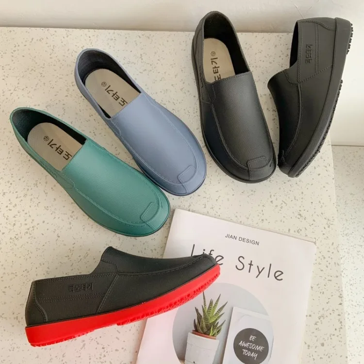 

Дождевые женские слипоны на плоской подошве, ПВХ лоферы, Мужская водонепроницаемая резиновая обувь для рыбалки, мужа, кухни, работы и безопасной обуви