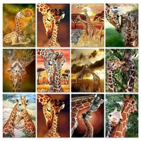 gatyztory giraffe 60x75cm picture painting by numbers drawing on canvas for adults number paiting for modern home decor diy gift