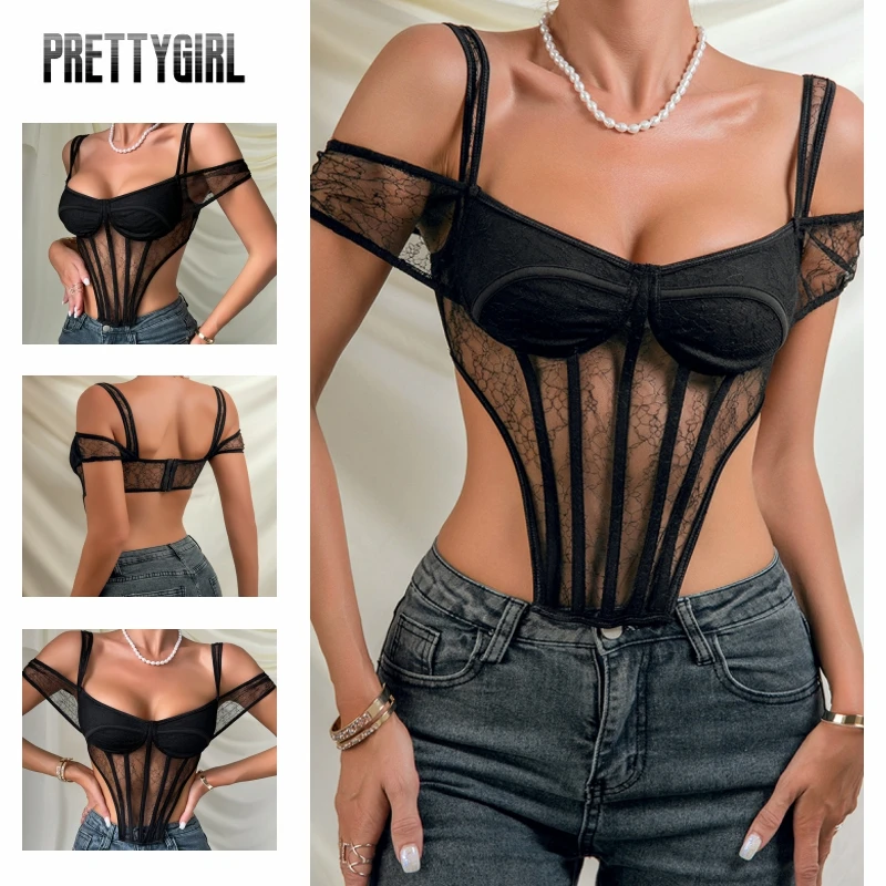 

Women One Piece Fishbone Lingerie Sexy Lace Bodysuit Slim Fit Lace Patchwork Cami Tops Underwire Babydoll Embroidery Corset