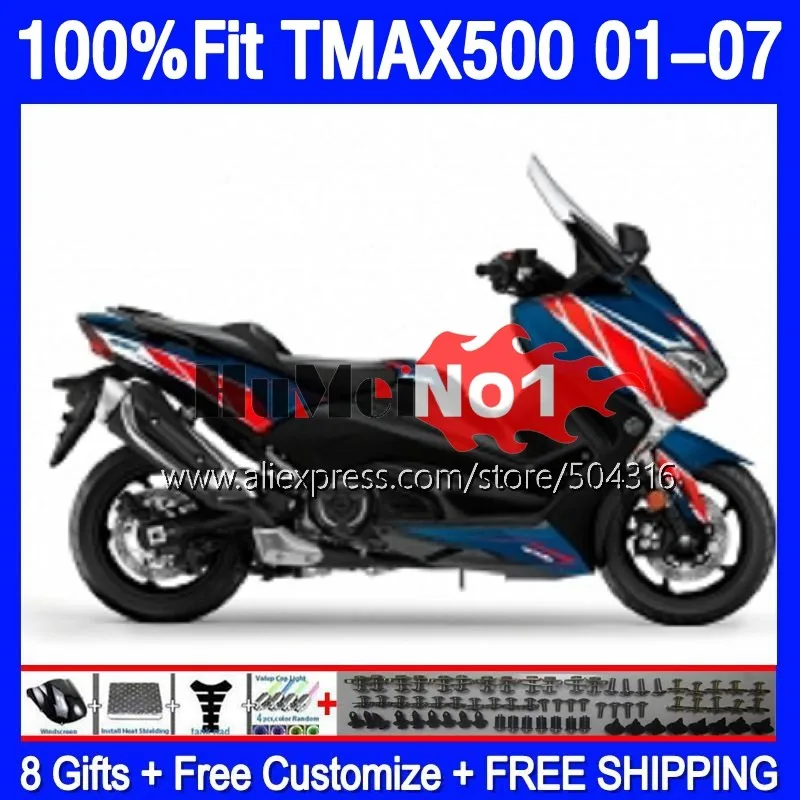 

OEM T-MAX500 For YAMAHA MAX500 TMAX500 MAX-500 01 02 03 04 05 06 07 169MC.58 TMAX XP500 MAX 500 T 2001 2007 Fairing Blue red