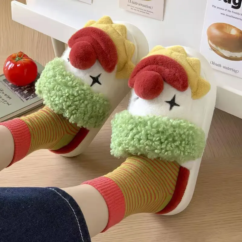 2024 зимние хлопковые тапочки женские креативные забавные Нескользящие домашние