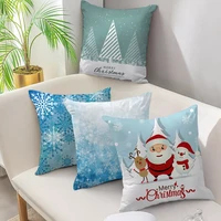 christmas picture pillow case xmas deer tree pillow cover winter soft cushion cover snow throw pillows home decor for sofa car