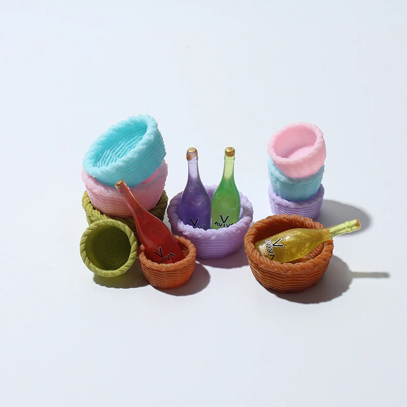 

Миниатюрная корзина для кукольного домика на пикник, корзины для хранения кукольного домика, аксессуары для украшения кукольного домика 1/12, 2 шт.