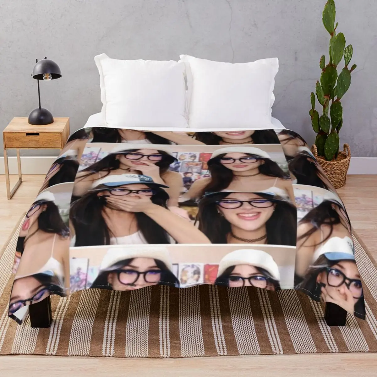 Sssniperwolf Collage Blanket Flannel Textile Decor Multi-function Throw Blankets for Bed Sofa Camp Cinema