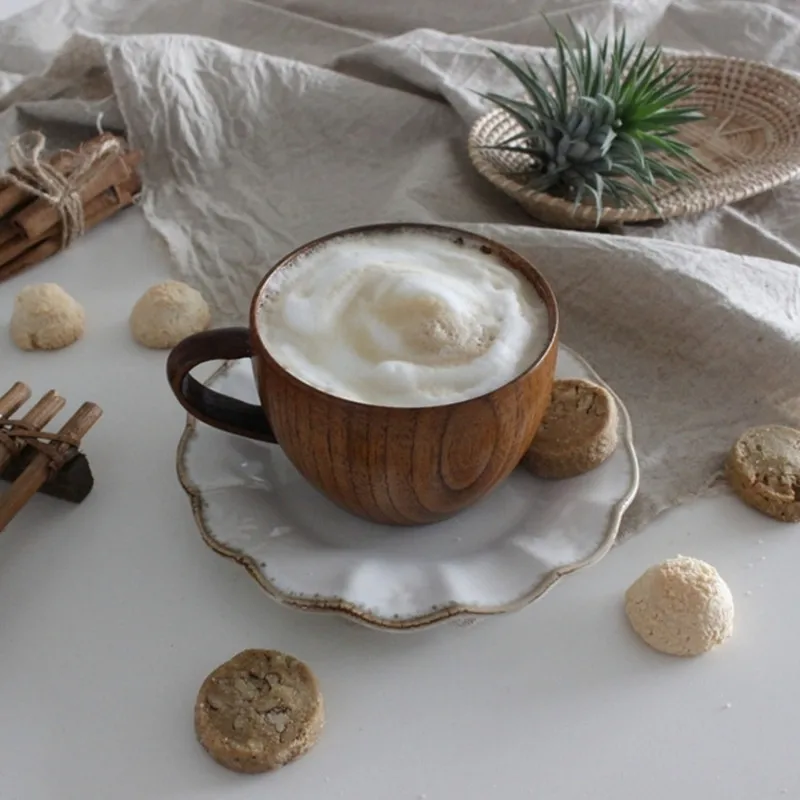 

Маленькая деревянная декоративная кружка в скандинавском стиле, кофейная чашка, кружка для завтрака, десерта, молока, чая, свадебная многоразовая кружка для питья с ручкой