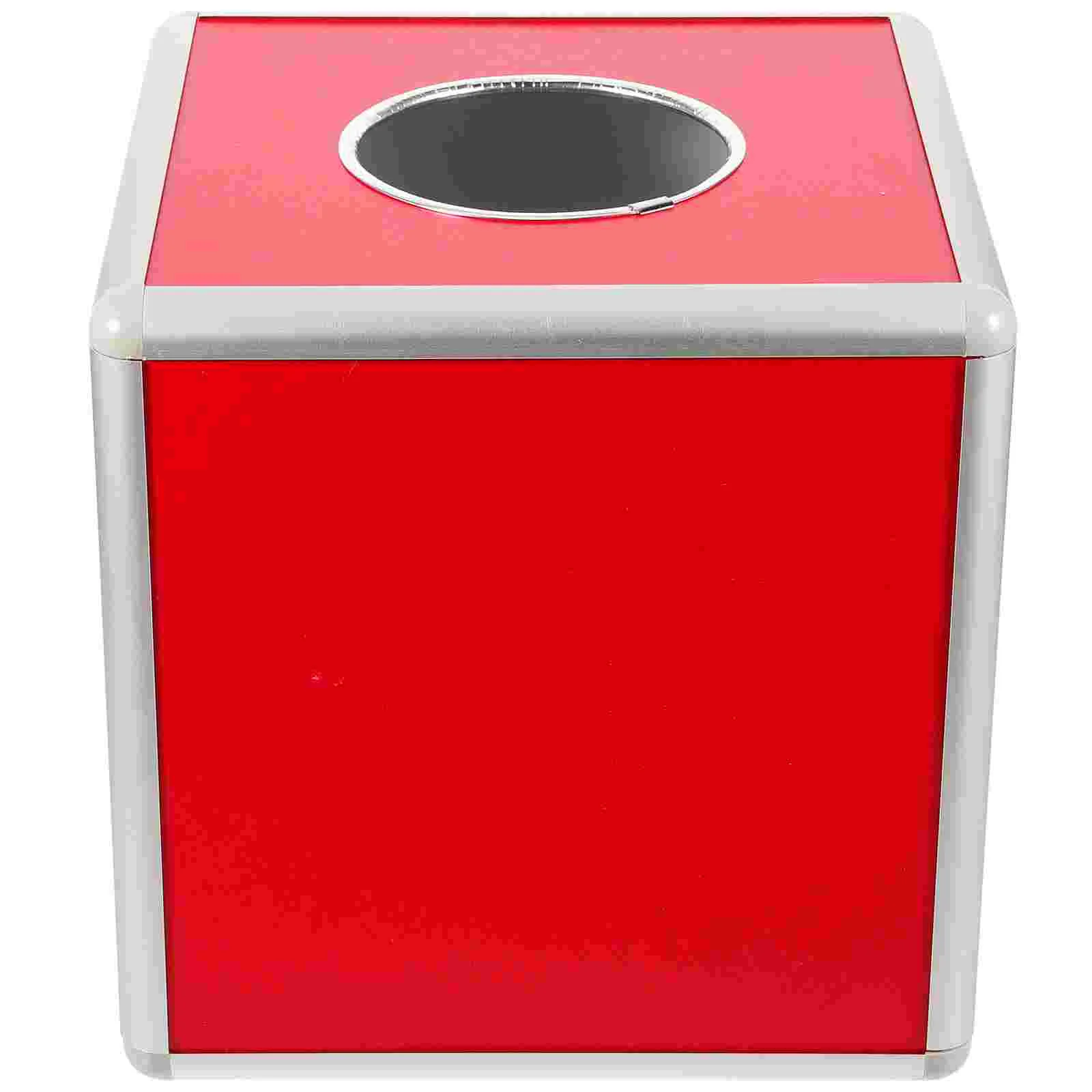 

Lottery Box Metal Ballot Box: Raffle Box with Slot Large Round Mouth Square Donation Box Multi- functional Bonus Storage