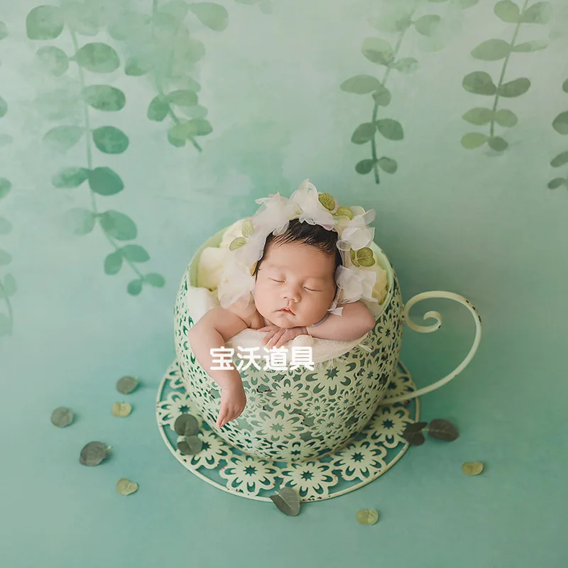 Newborn Photography Props Cot Newborn Baby Male and Female Baby Iron Art Teacup Seat Modeling Photo Studio Photo Accessories