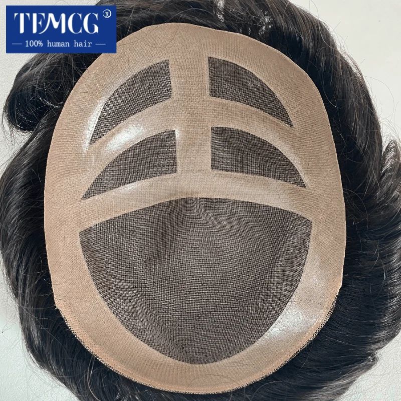 100% человеческие волосы на заказ протез мужских волос Прочный Мужской Бриз