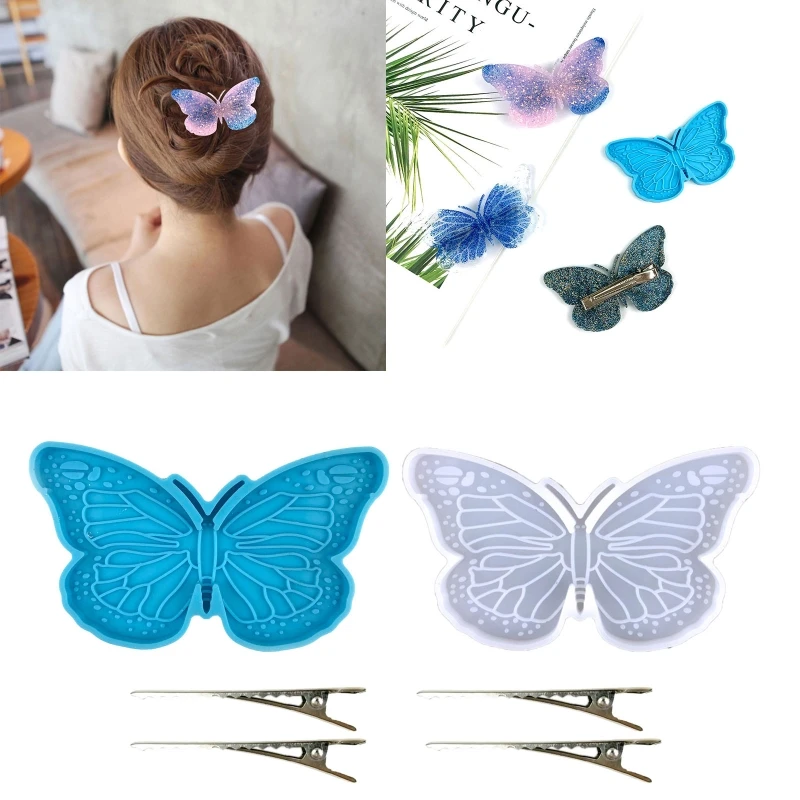 

Q0KE Hairpin Silicone Mold Headdress Hair Pin Decorative Casting Mold Headwear Clip Mold DIY Craft Jewelry Making Supplies
