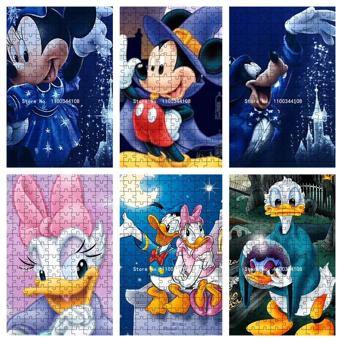 

300/500/1000 Pieces Disney Mickey Mouse Donald Duck Puzzles Kids Educational Toys Adult Decompression Cartoon Jigsaw Puzzles