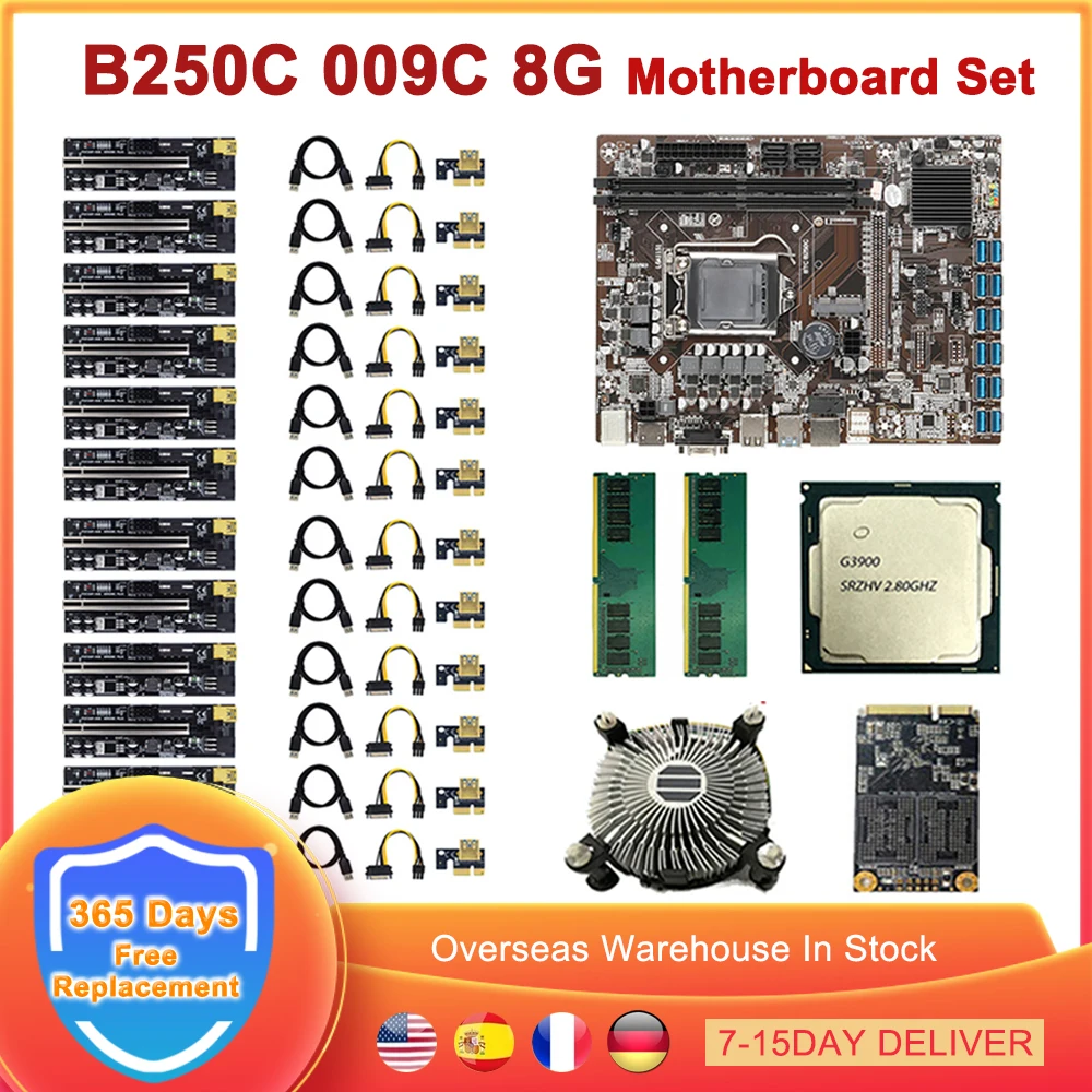 Набор материнской платы для майнинга BTC B250C 3090 ЦП LGA 1151 комплект 12 USB 3 0 графическая