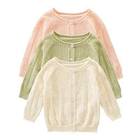baby girls knitted sweater spring hollow breathable cardigan infant summer sunscreen jacket fashion sweet coat children clothing